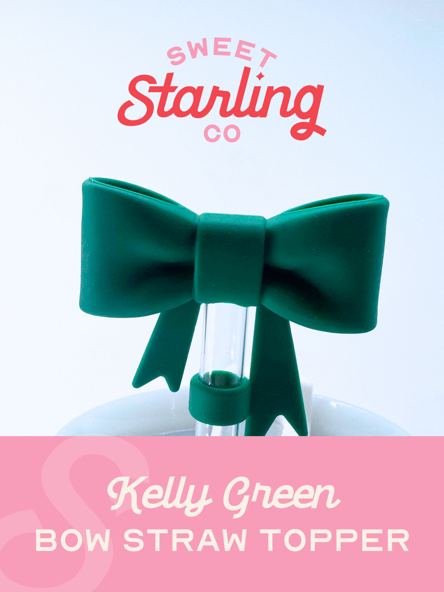 Bow Straw Topper- Kelly Green