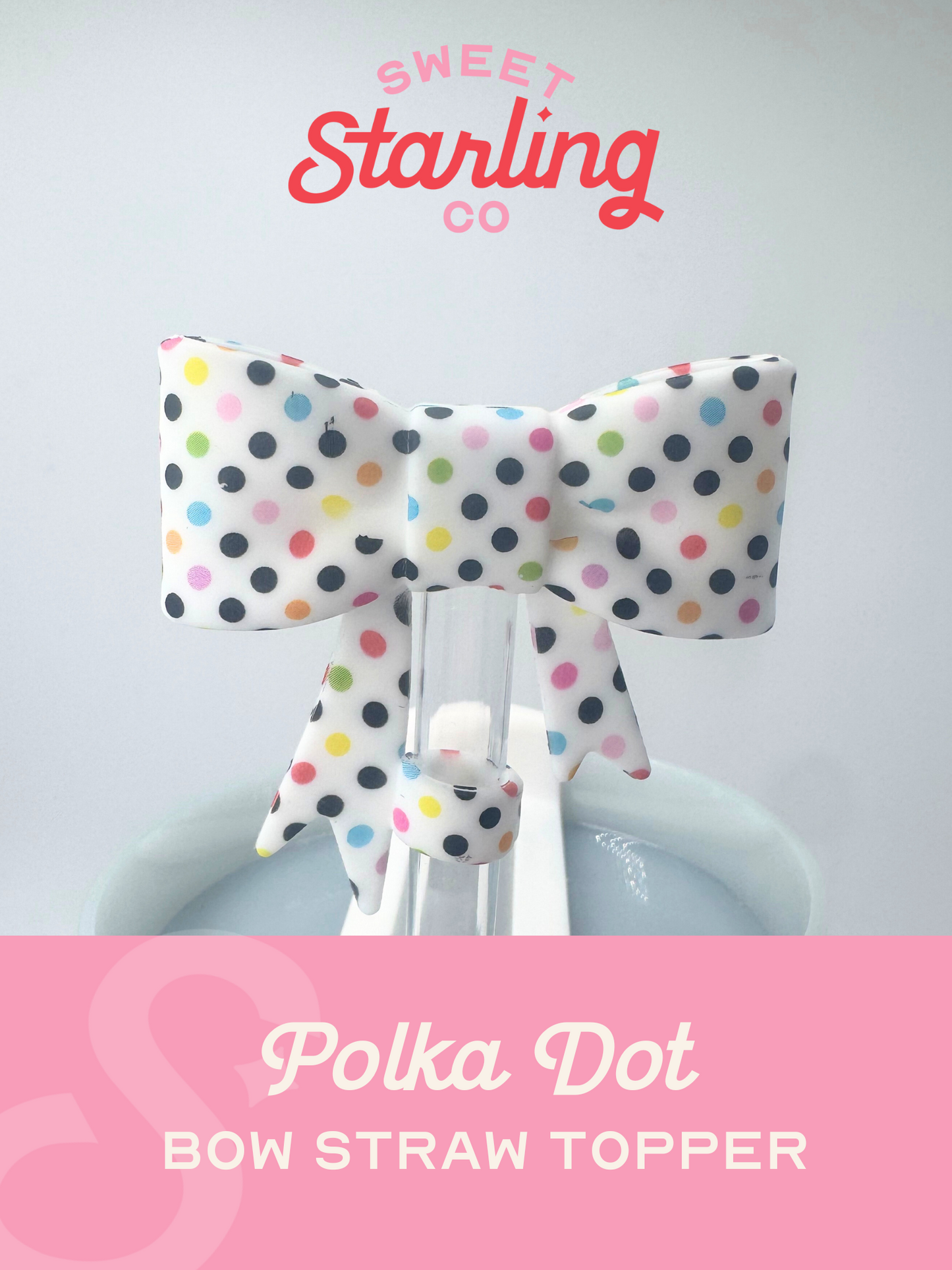 Bow Straw Topper- Polka Dot