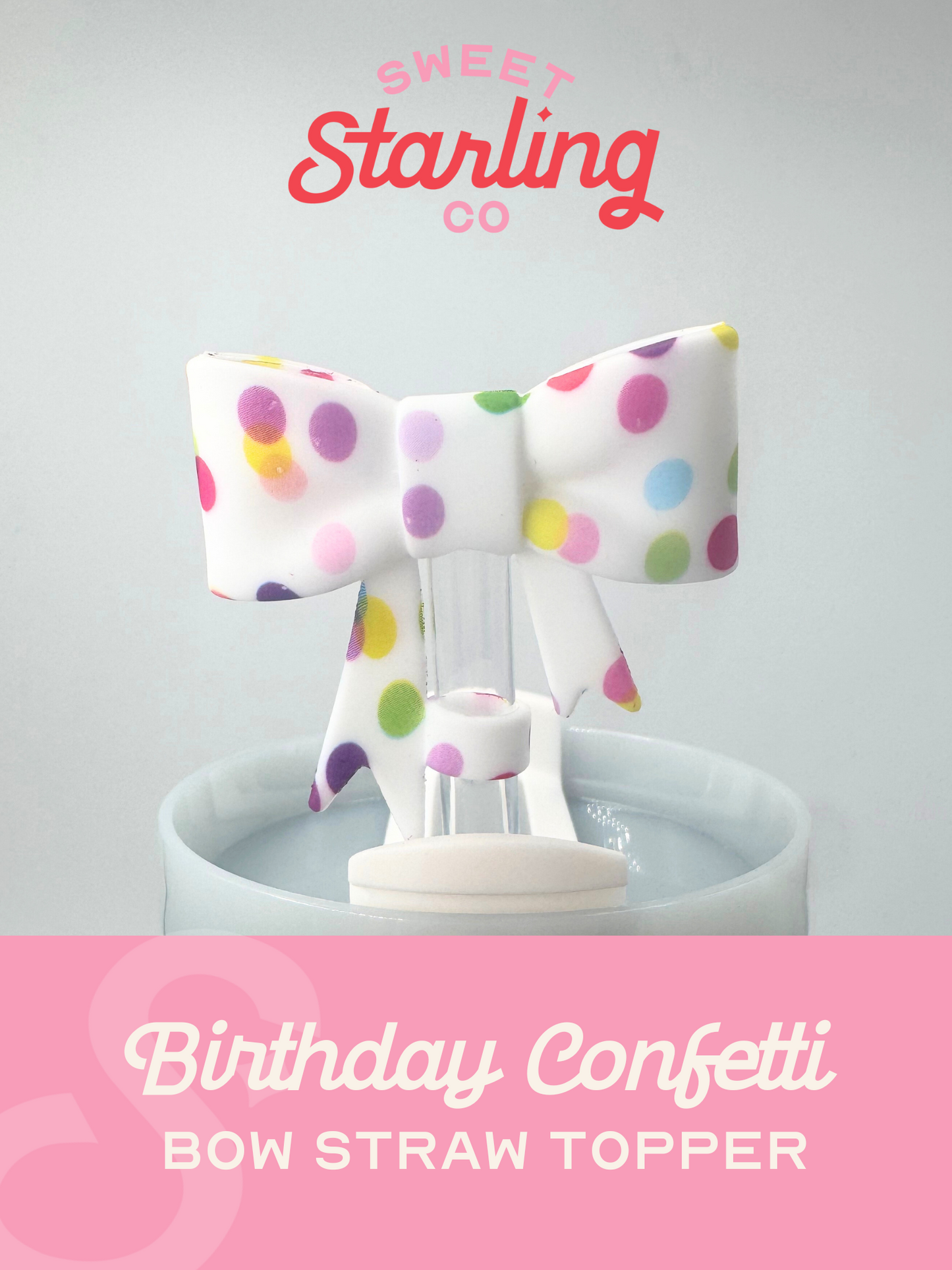Bow Straw Topper- Birthday Confetti