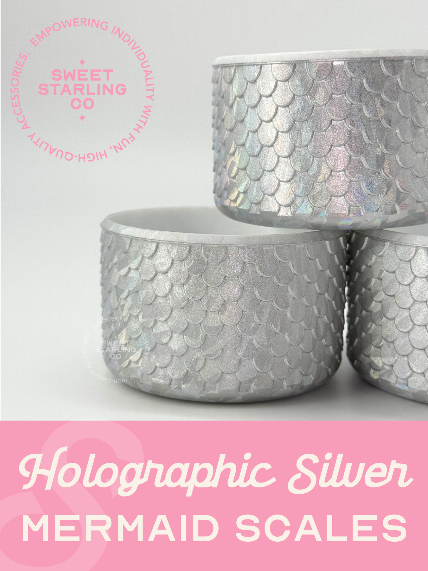 Mermaid Scales Tumbler Boot- Holographic Silver