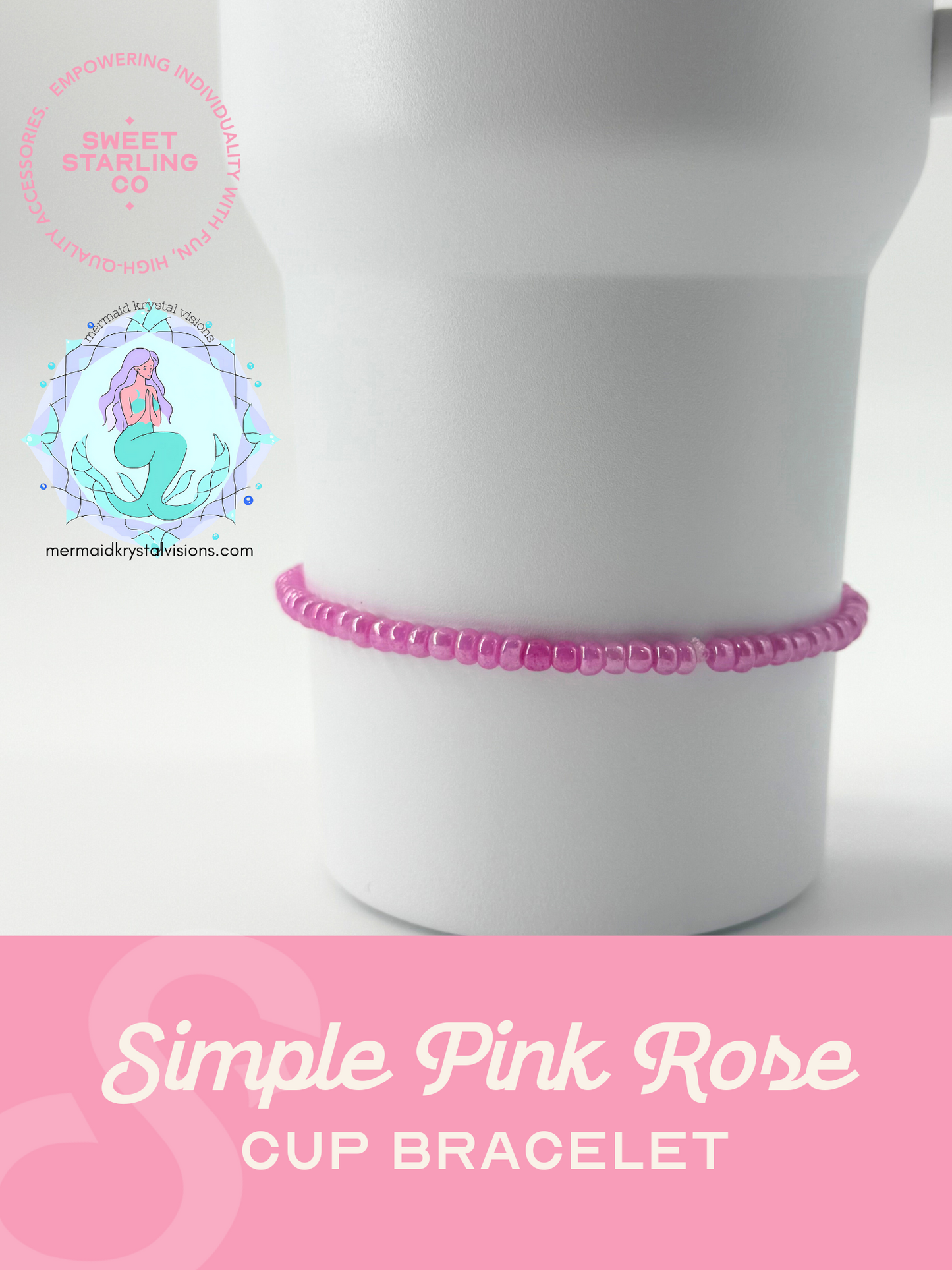 Simple Pink Rose Cup Bracelet