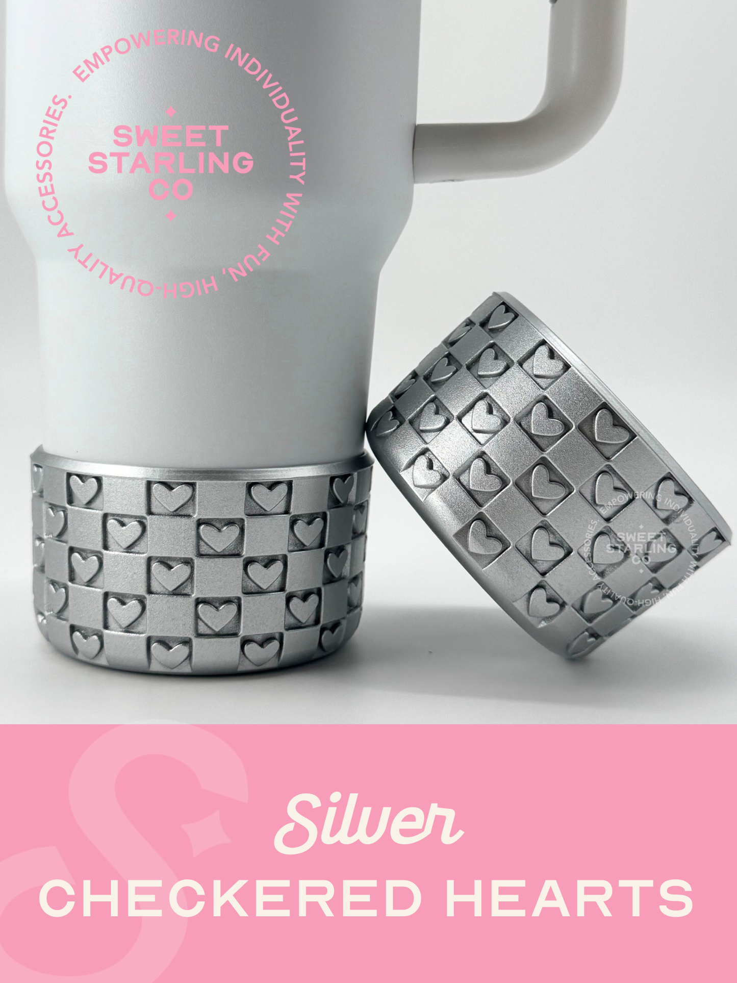 Checkered Hearts Tumbler Boots: Silver