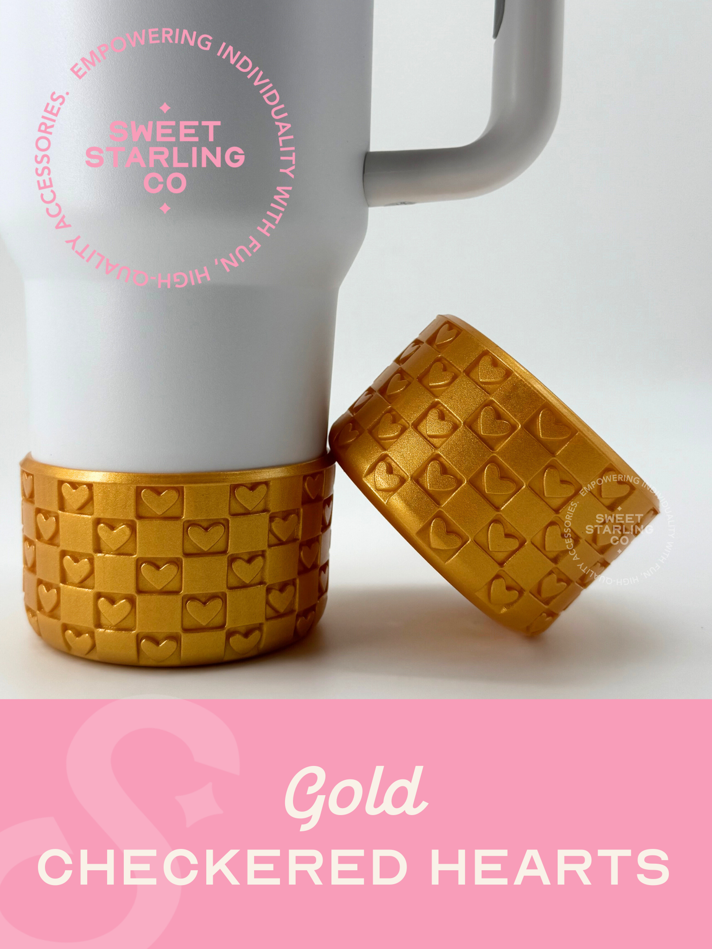 Checkered Hearts Tumbler Boots: Gold