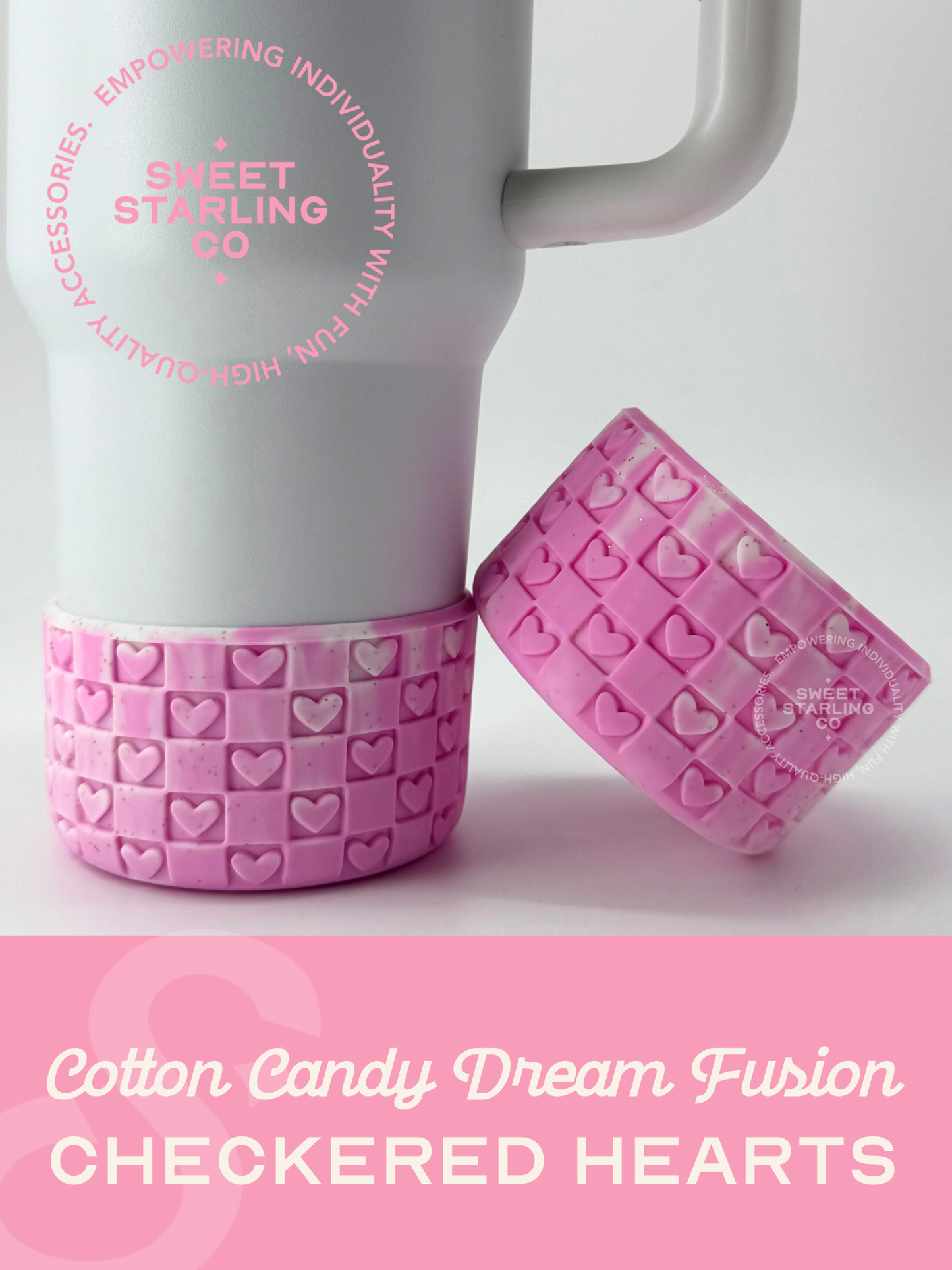 Checkered Hearts Tumbler Boots: Cotton Candy Dream