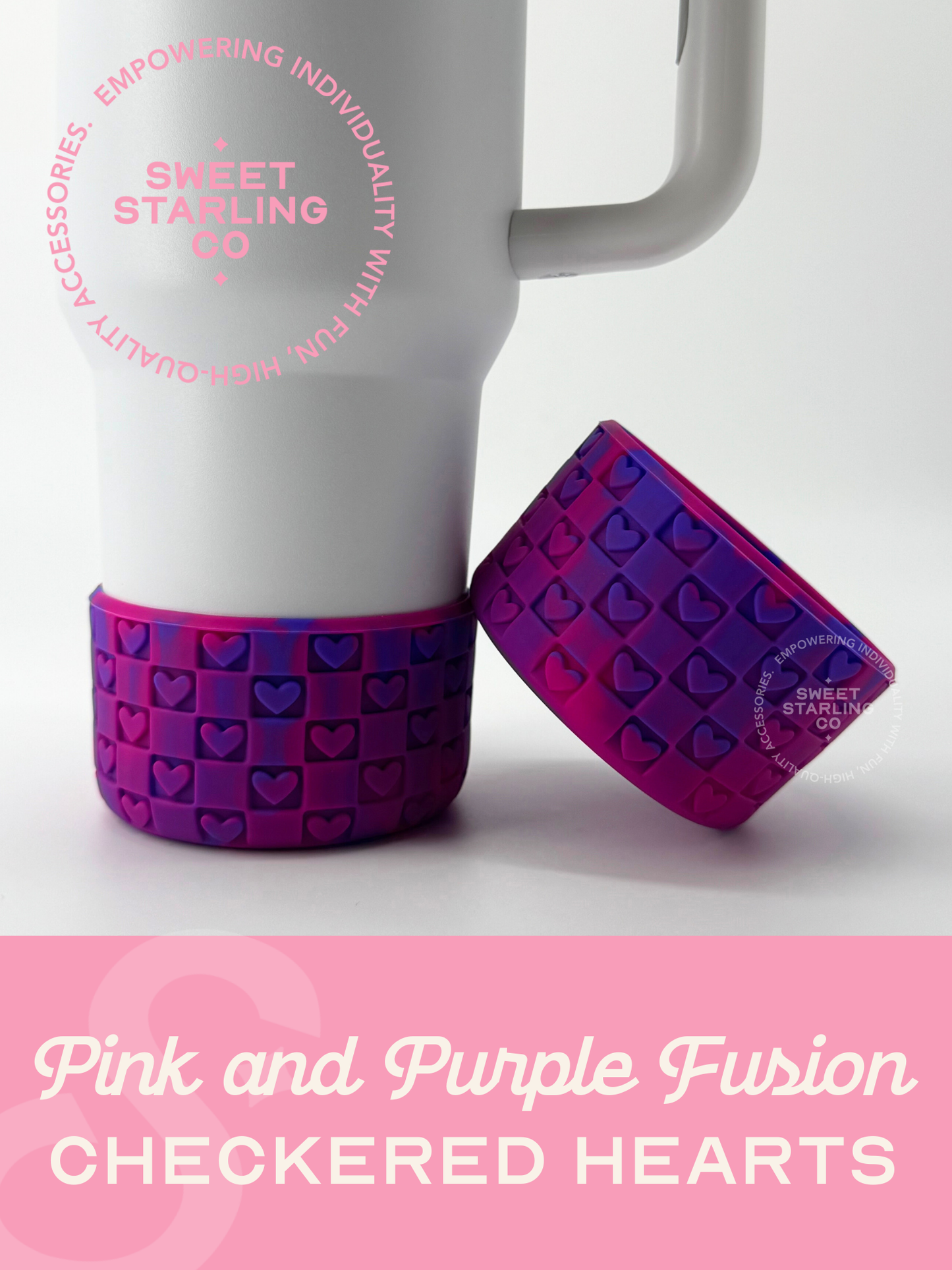 Checkered Hearts Tumbler Boots: Pink + Purple Fusion