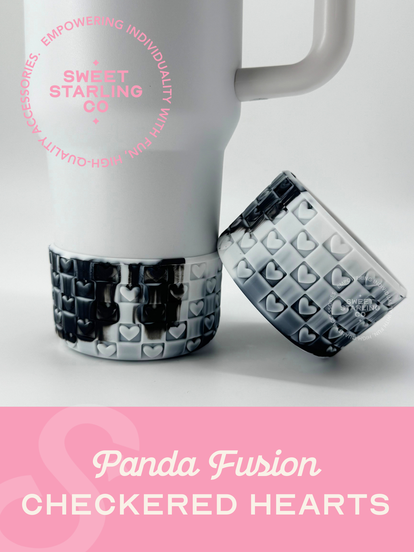 Checkered Hearts Tumbler Boots: Panda Fusion