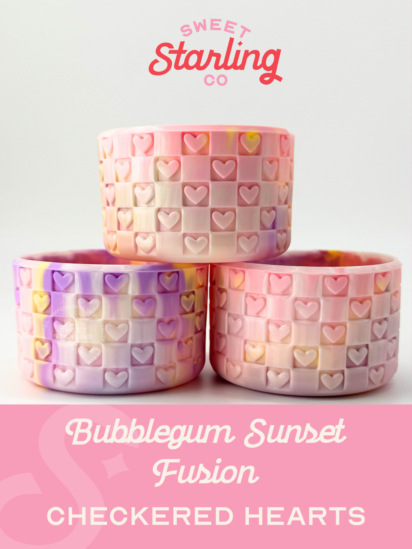Checkered Hearts Tumbler Boots: Bubblegum Sunset Fusion