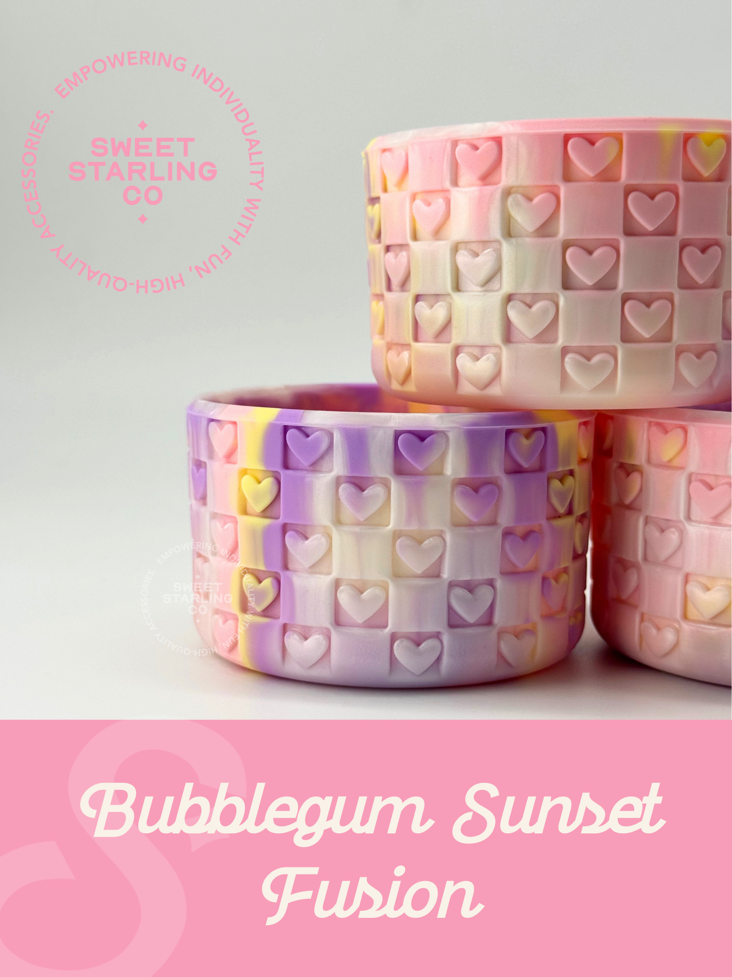 Checkered Hearts Tumbler Boots: Bubblegum Sunset Fusion