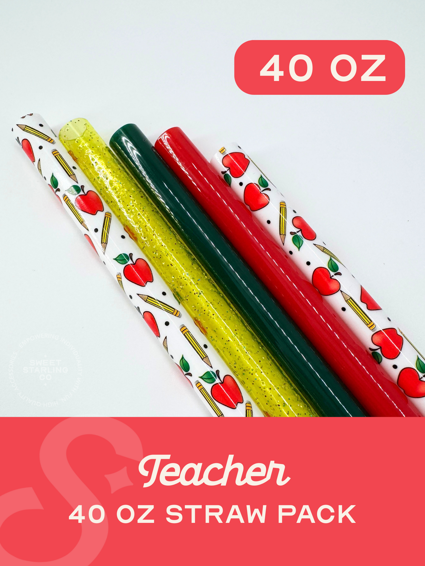 Teacher 40 oz Straw Pack