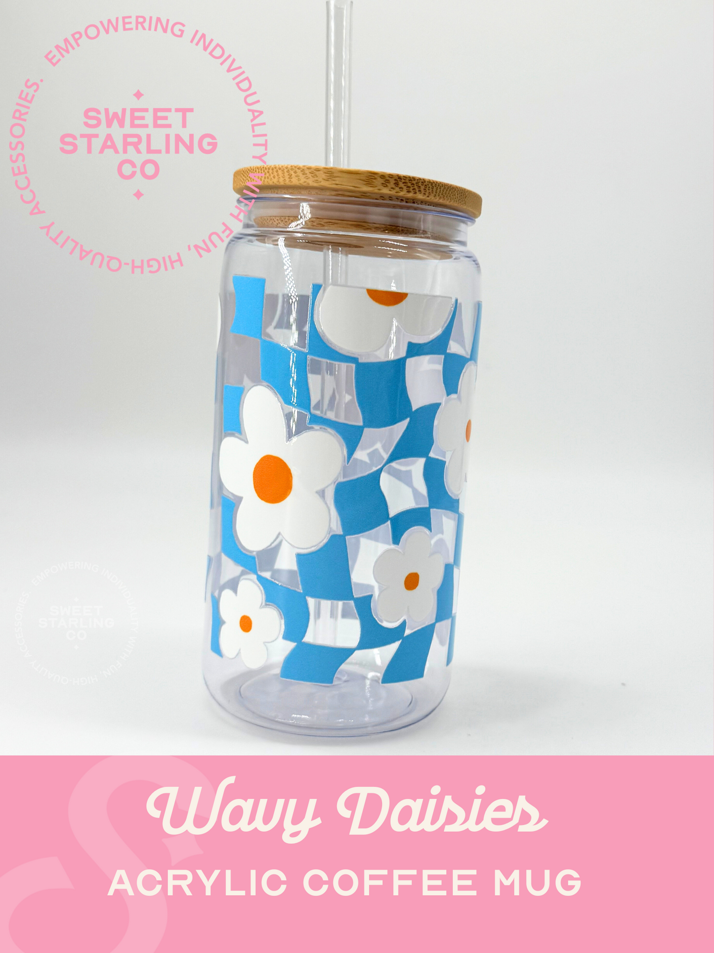 16 oz Coffee Can: Wavy Daisies