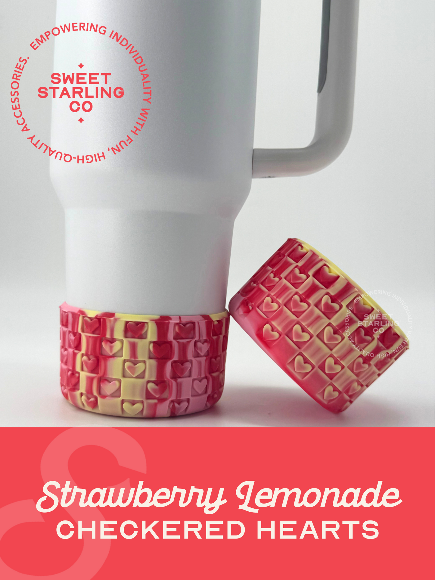 Checkered Hearts Tumbler Boots: Strawberry Lemonade