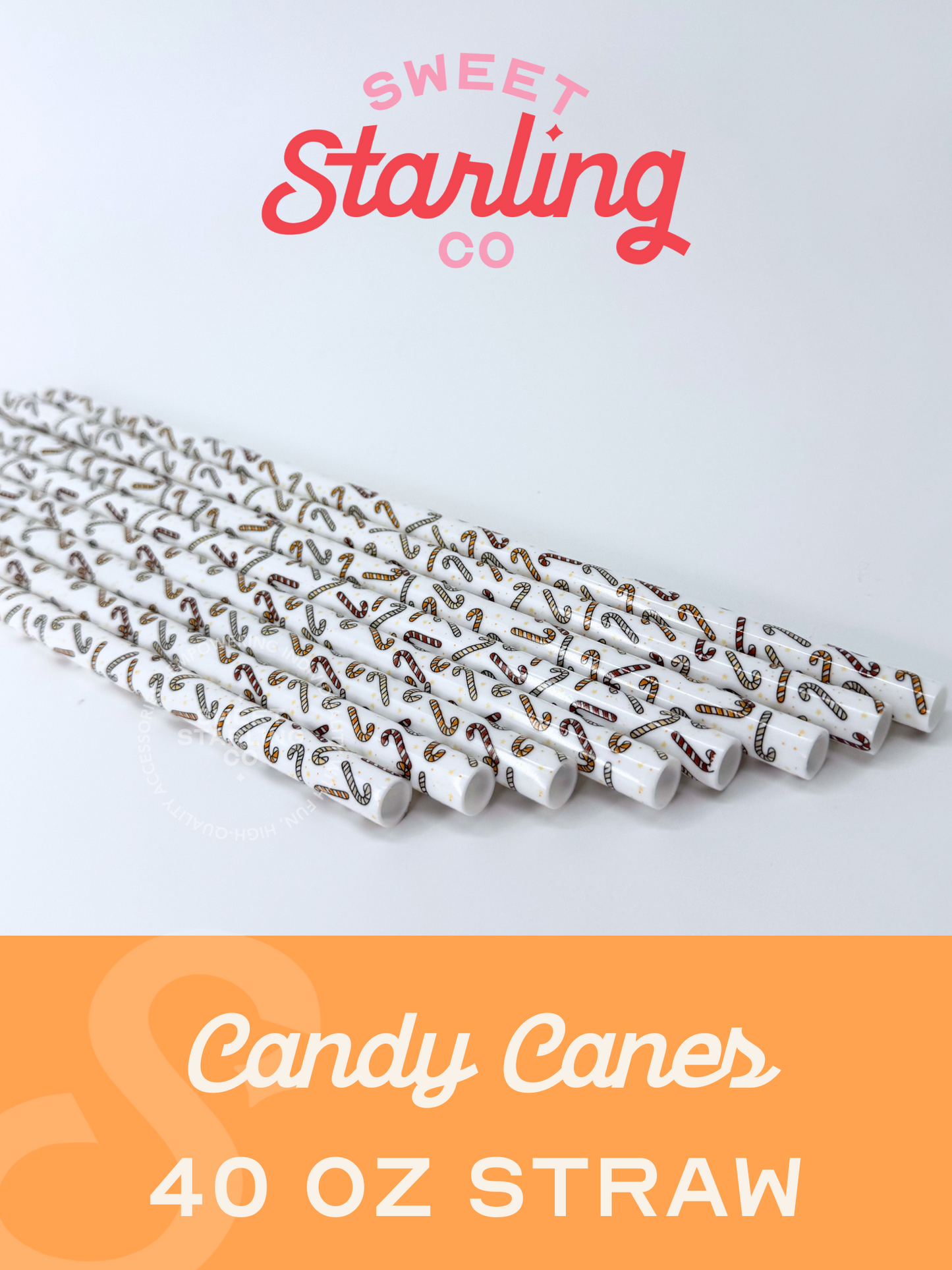 Candy Canes 40 oz Reusable Straws- Wide Fit