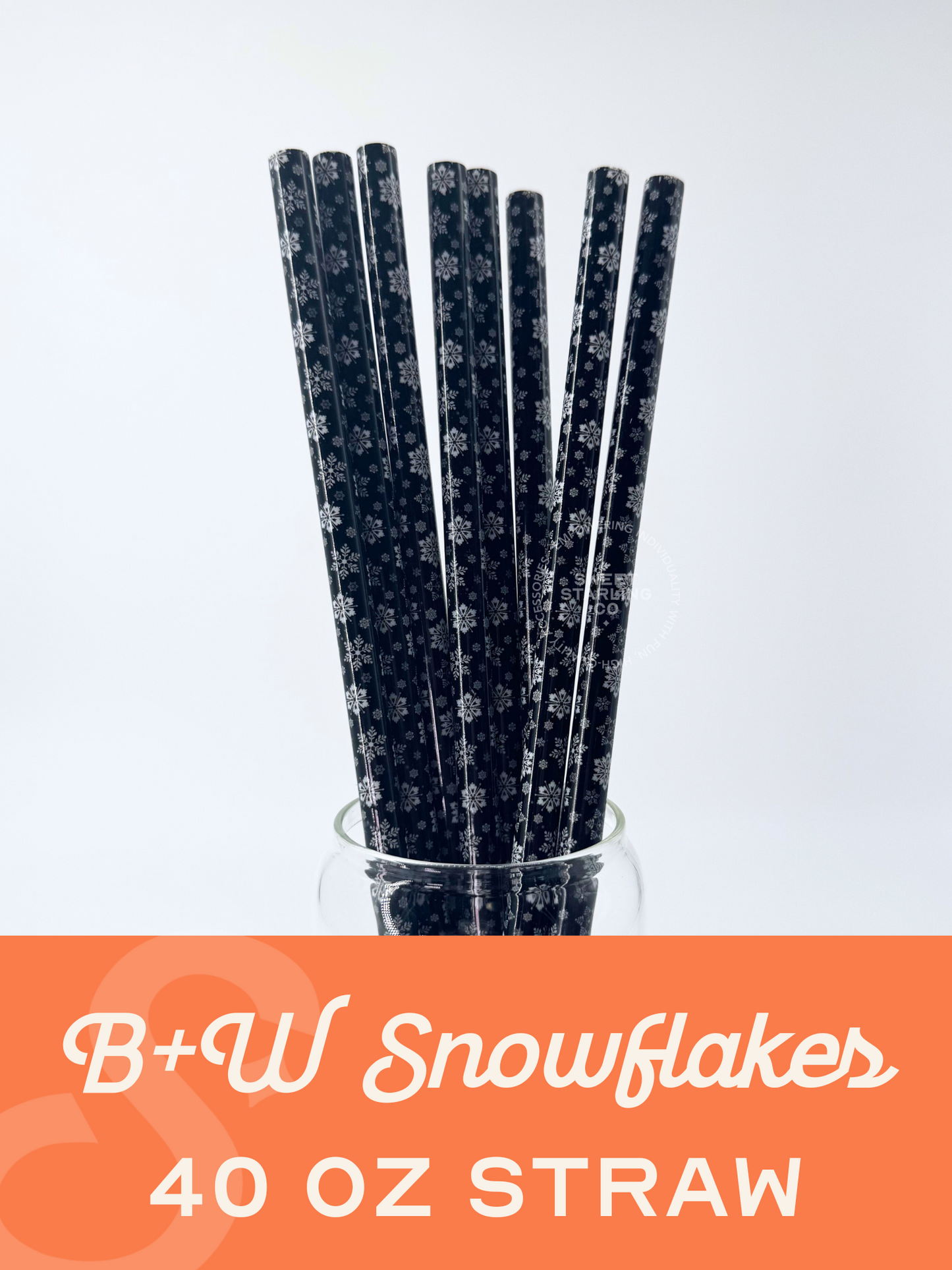 B + W Snowflakes 40 oz Reusable Straws- Wide Fit