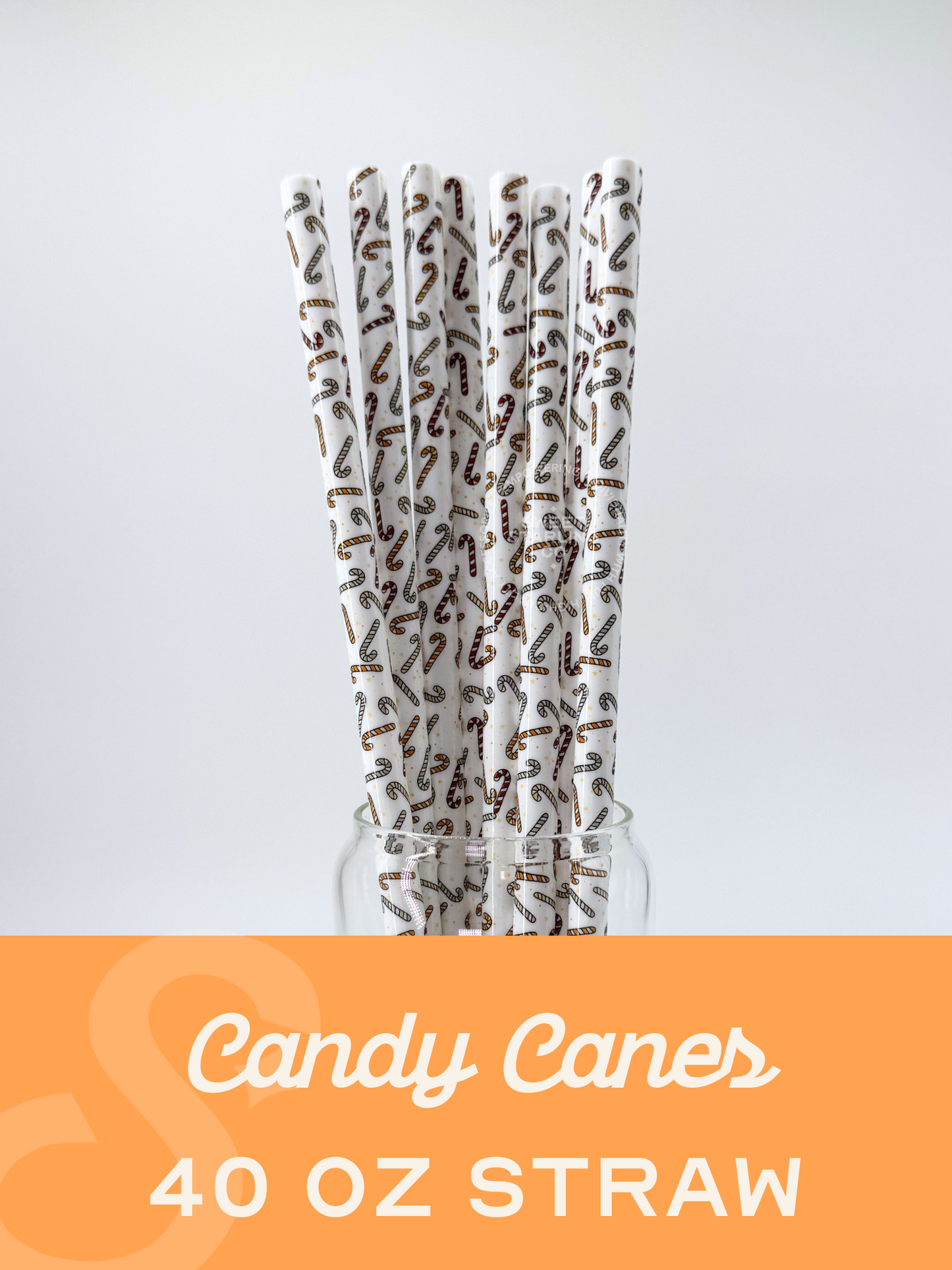 Candy Canes 40 oz Reusable Straws- Wide Fit