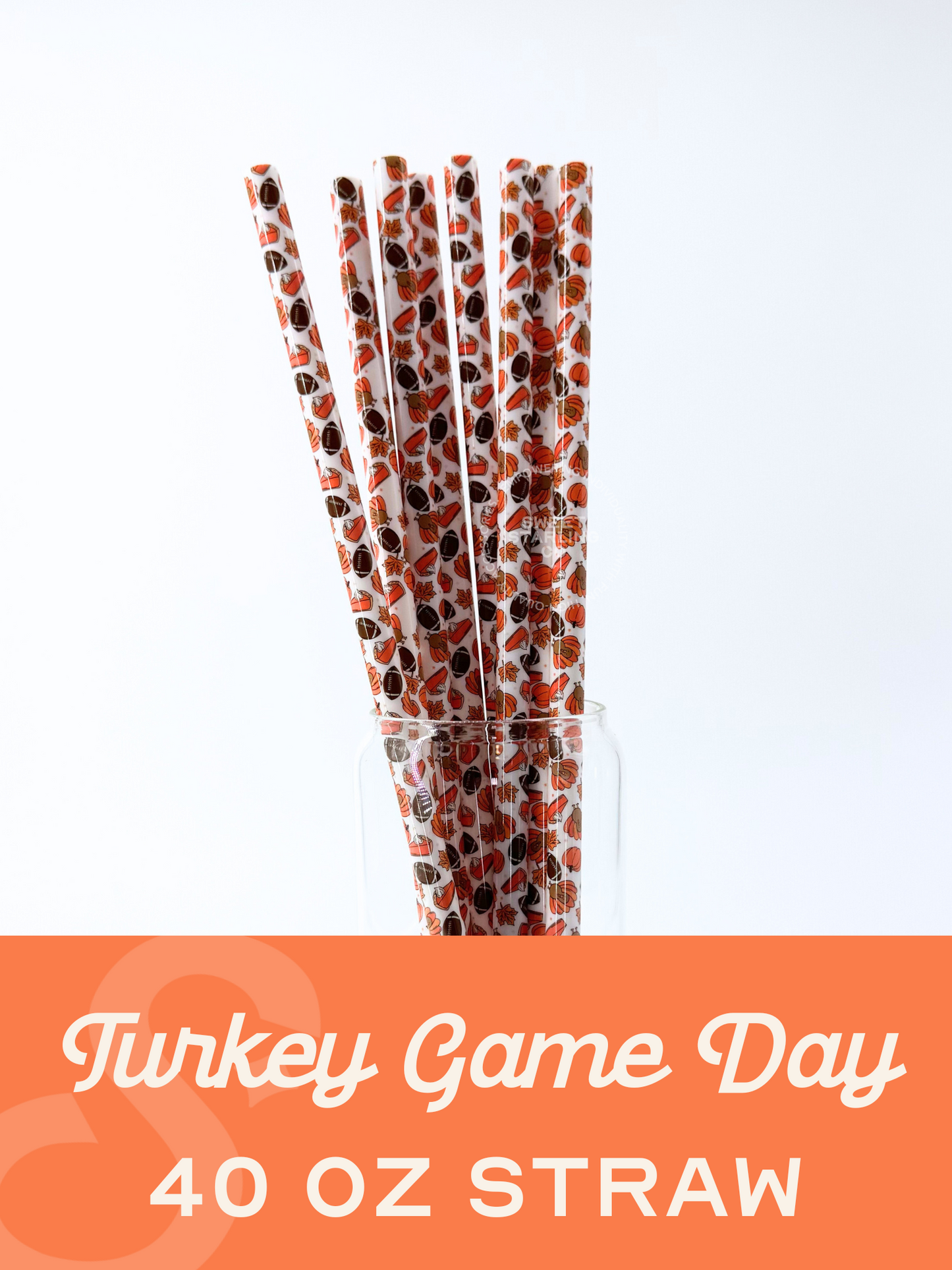 Turkey Game Day 40 oz Reusable Straws- Wide Fit