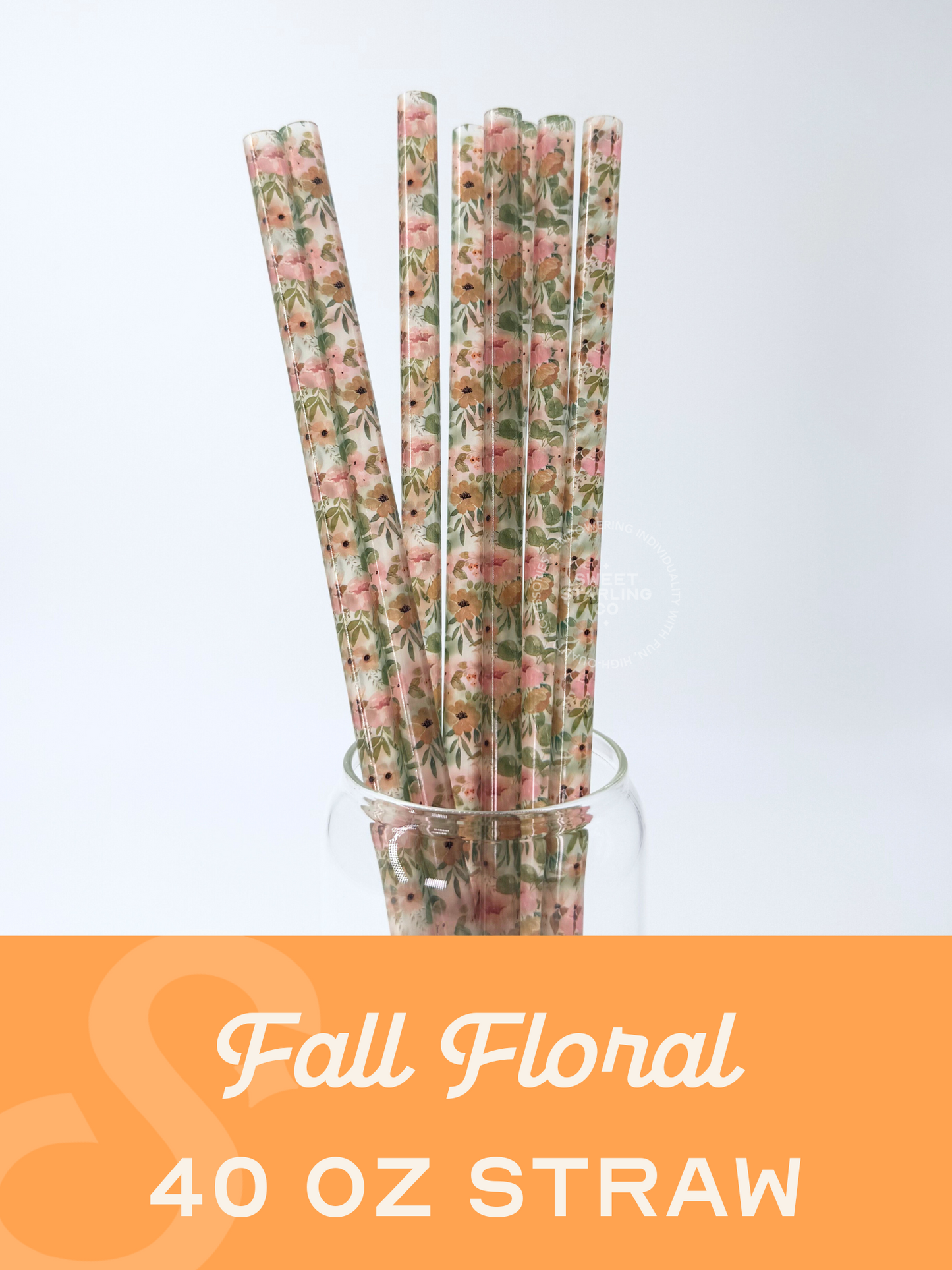 Fall Floral 40 oz Reusable Straws- Wide Fit