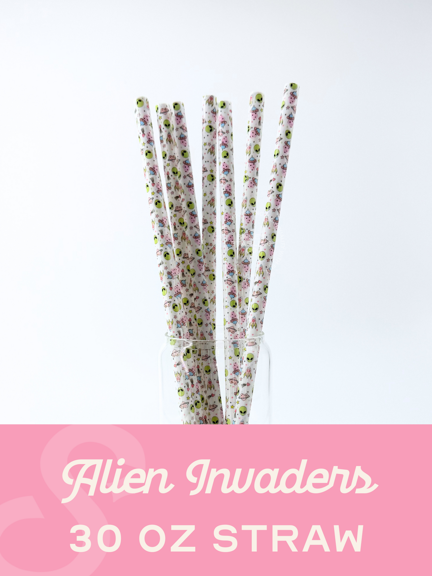 Alien Ivaders 30 oz Reusable Straws- Wide Fit