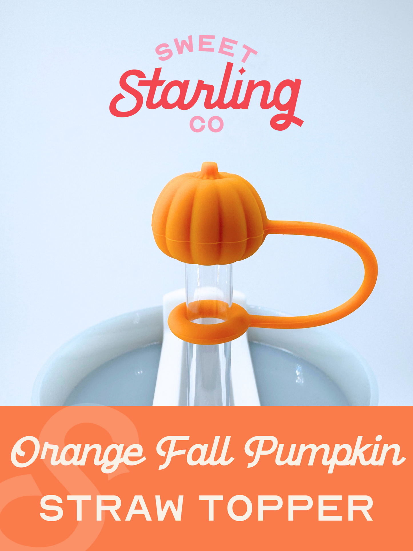 Fall Pumpkin Straw Topper- Orange