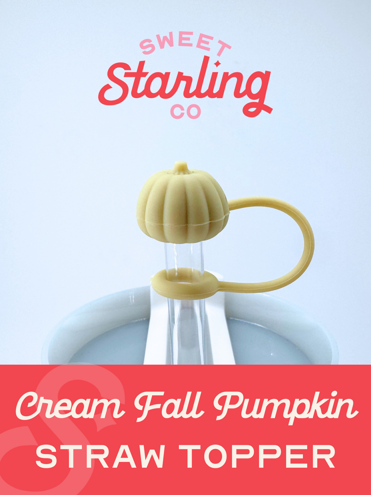 Fall Pumpkin Straw Topper- Cream