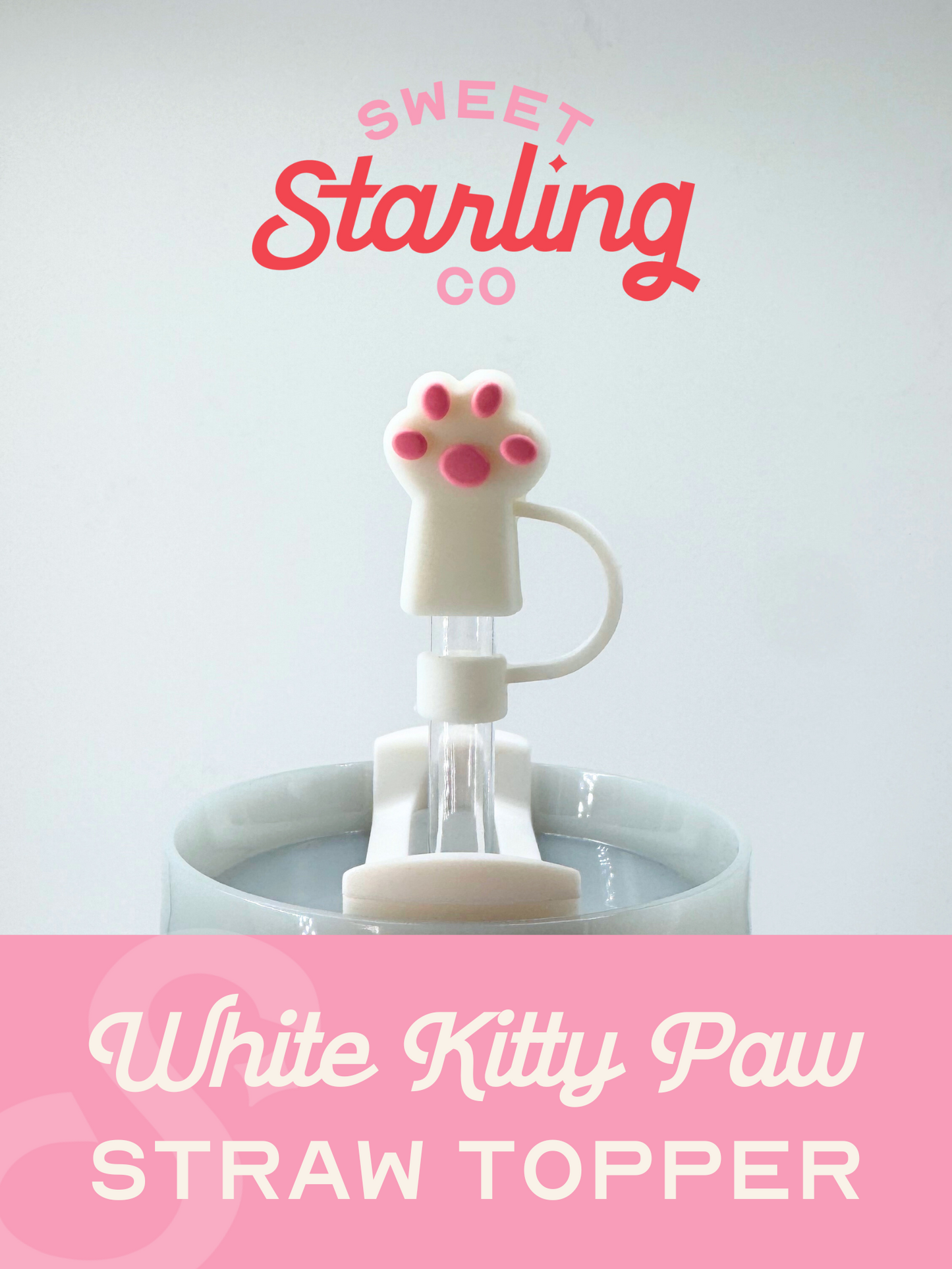 White Kitty Paw Straw Topper