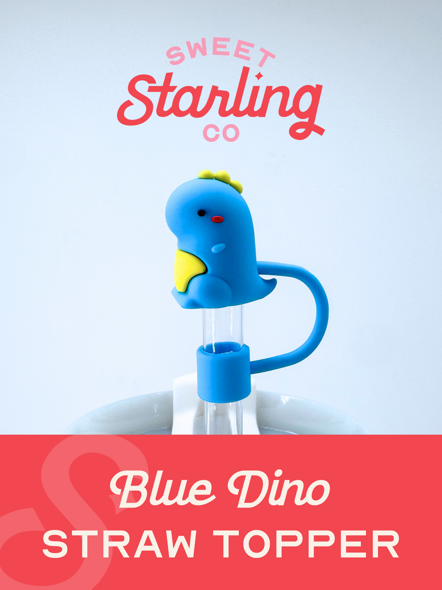 Blue Dino Straw Topper