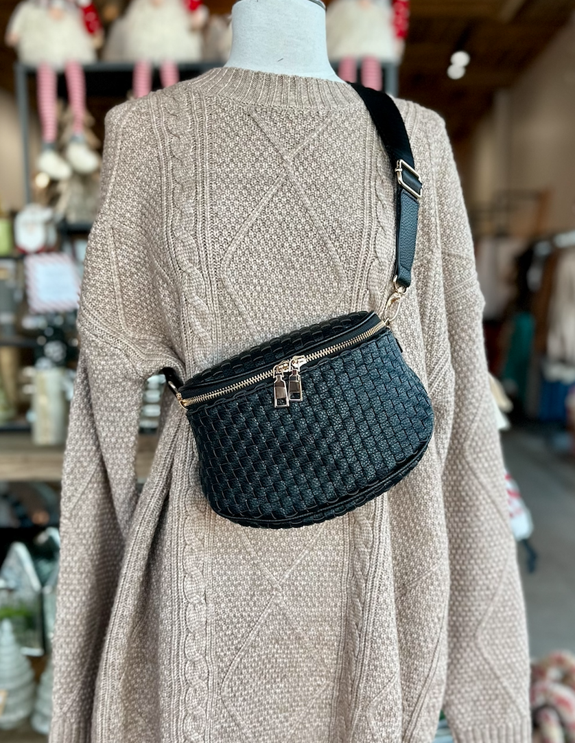 Birdie Saddle Checkered Crossbody Bag: Tan