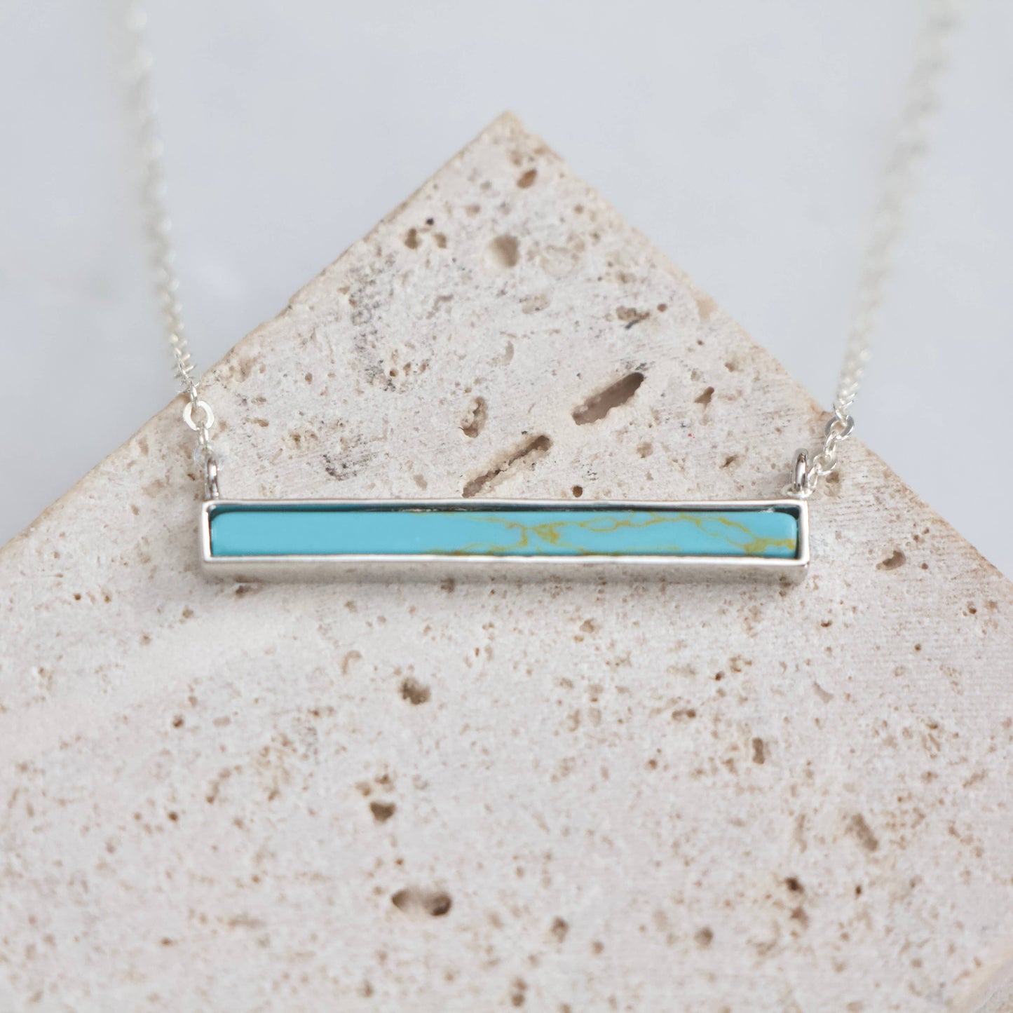 Turquoise, White Turquoise Bar Necklace: Turquoise Gold Filled / 16 inches