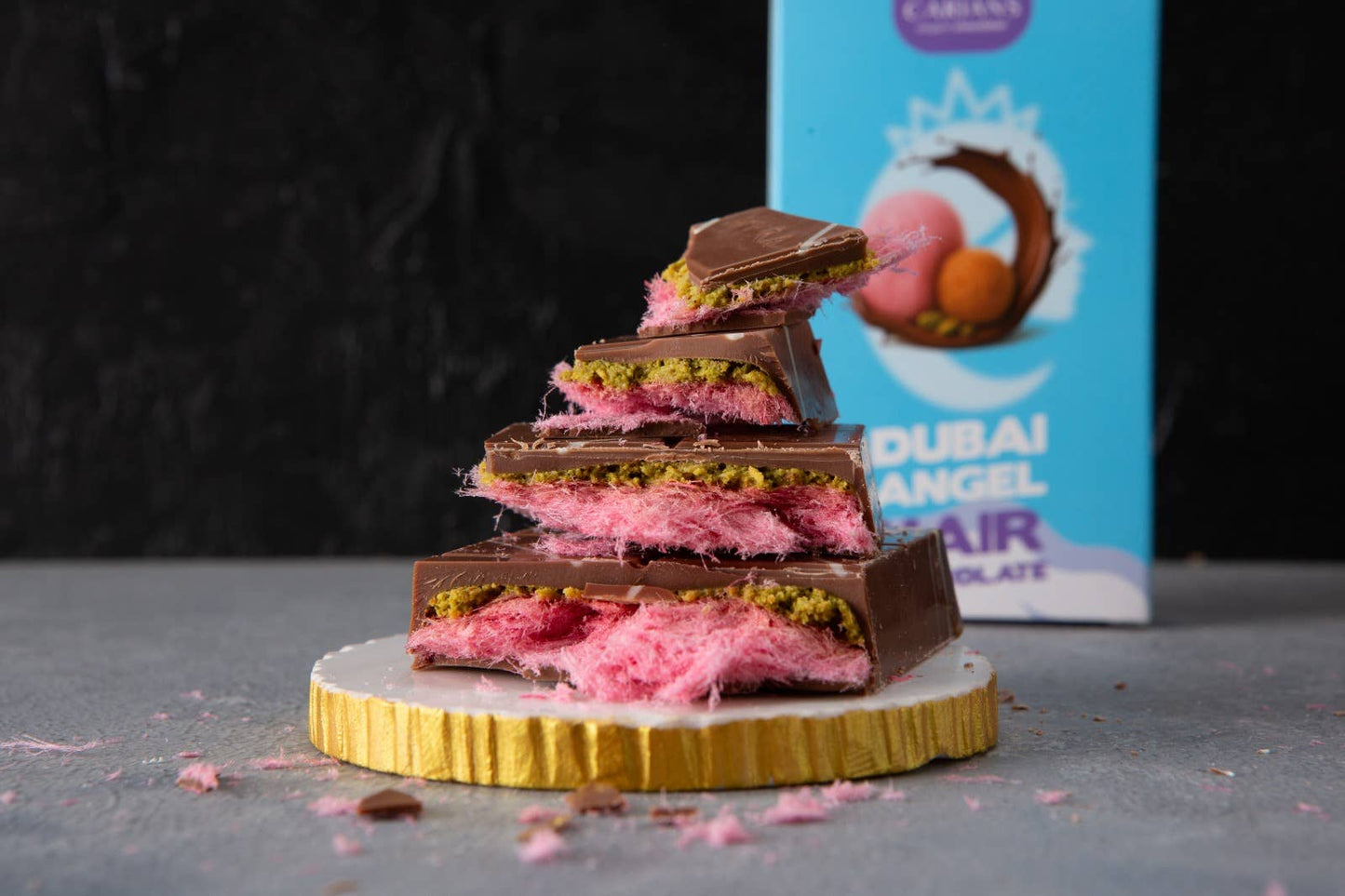 VIRAL DUBAI ANGEL HAIR CHOCOLATE BAR - PINK COTTON+PISTACHIO