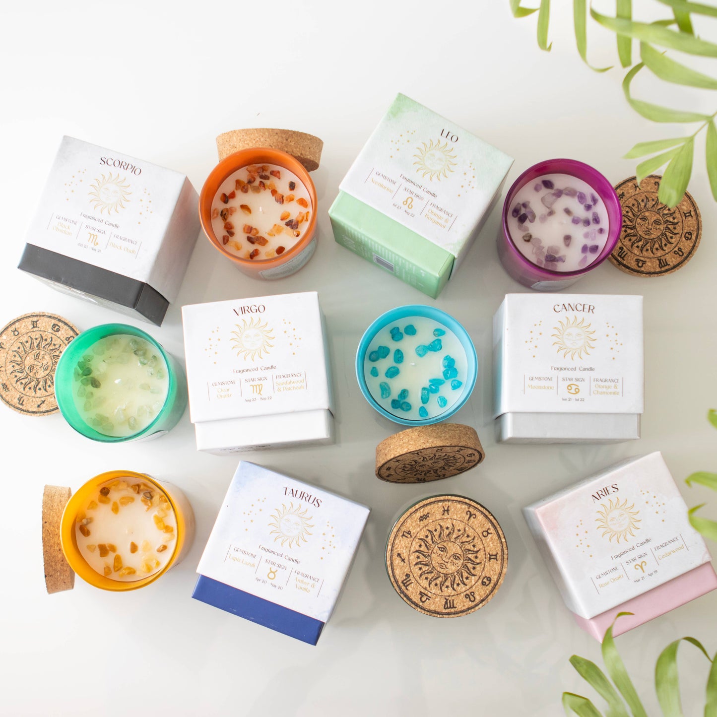 Aries Cedarwood Zodiac Crystal Candle