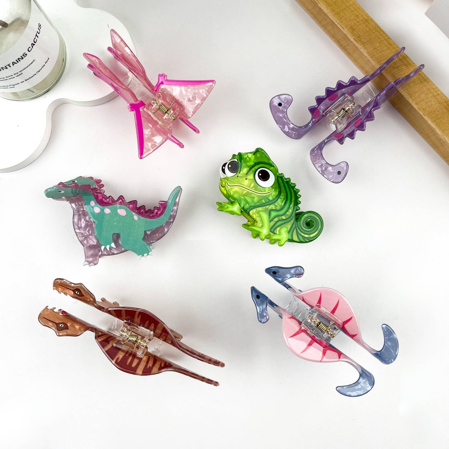 Dinosaur Animal Acrylic Hair Clip: C