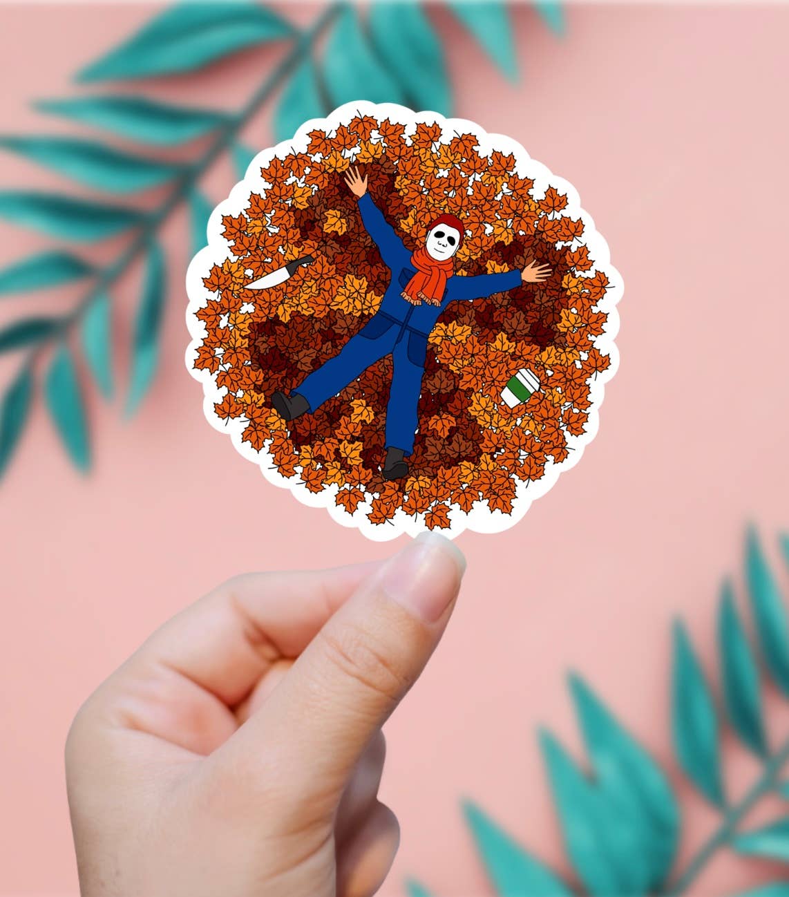 Falling Leaves Angel Sticker