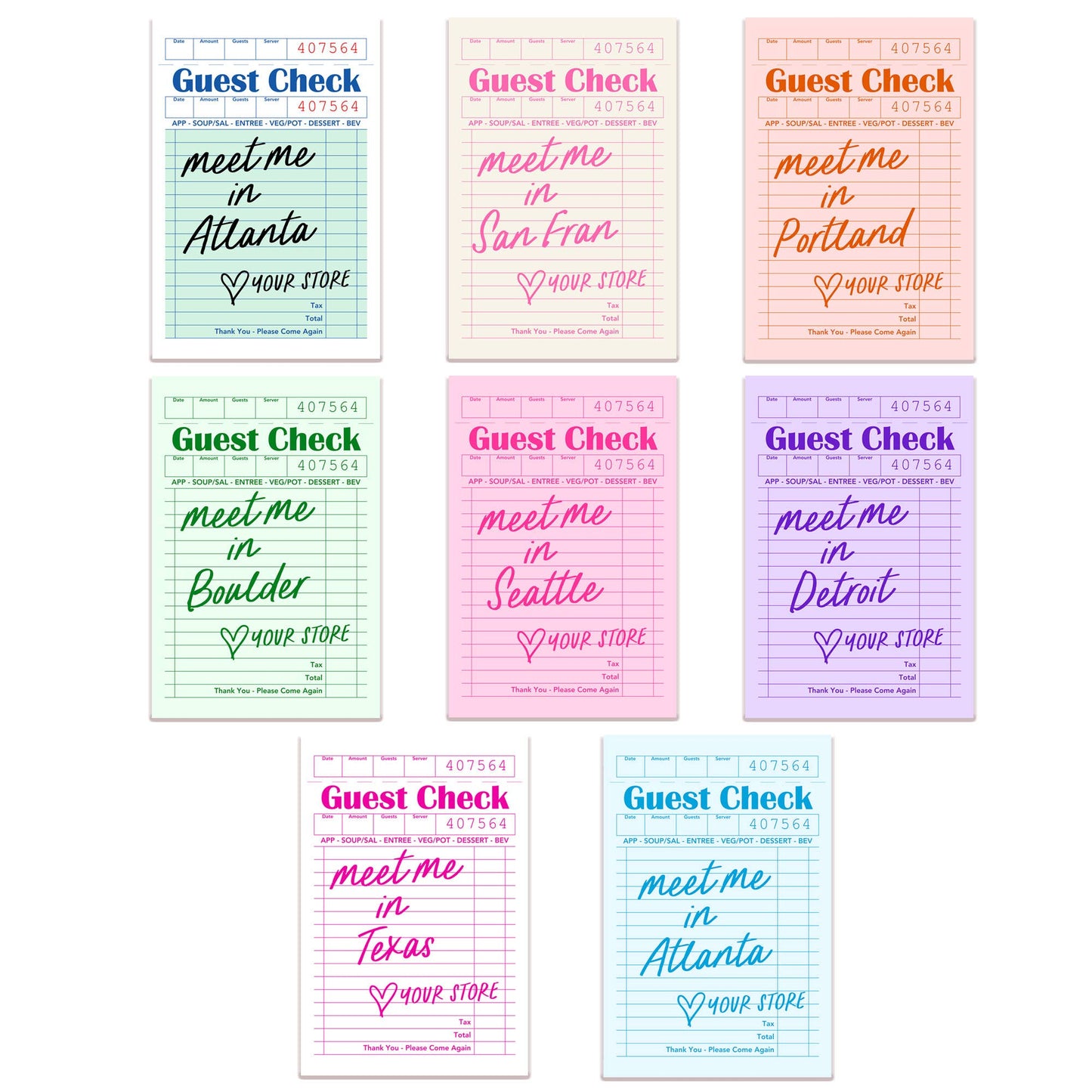 Guest Check Sticker Decal, Custom Sticker: Purple