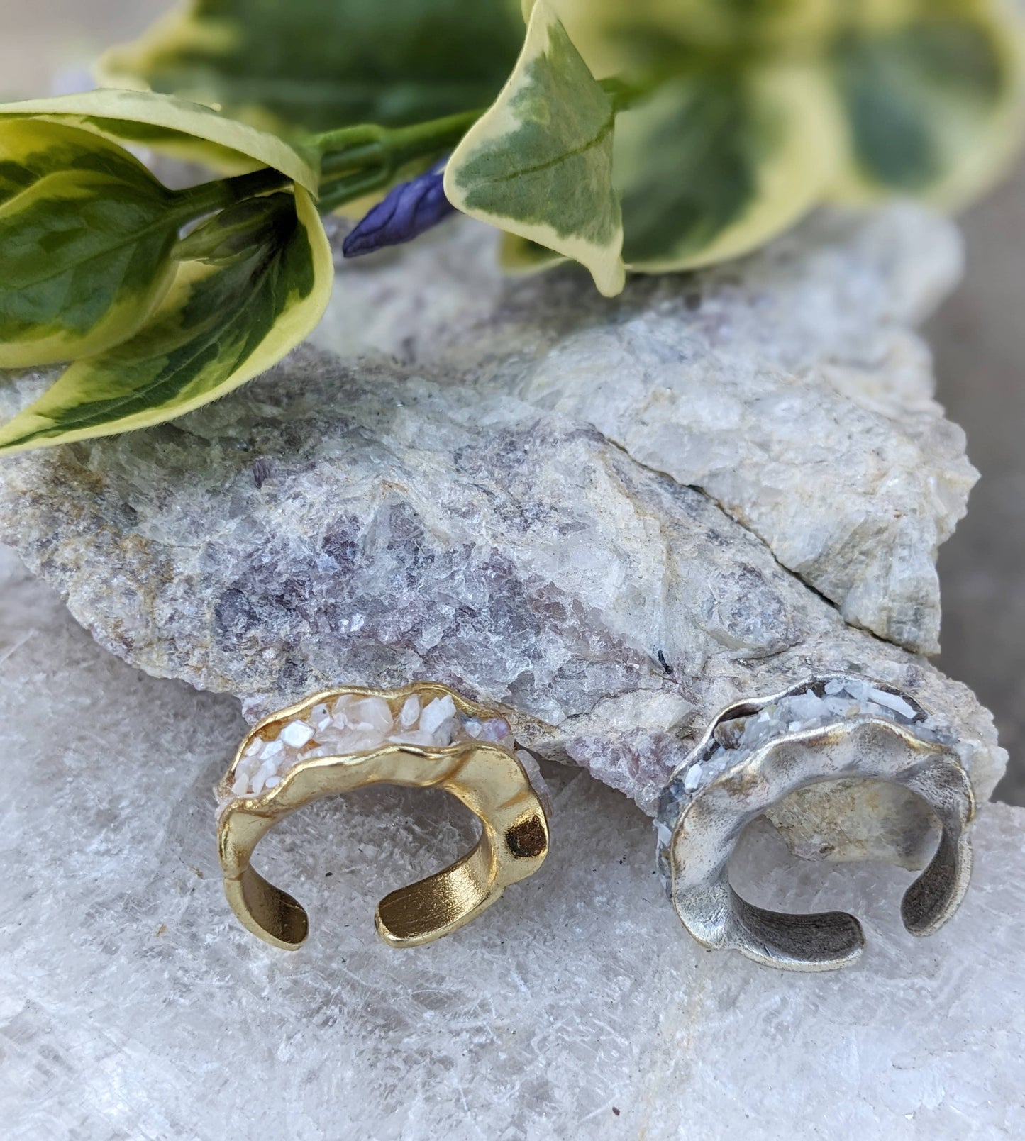 Gold Moonstone Ring: Sterling Silver Plated
