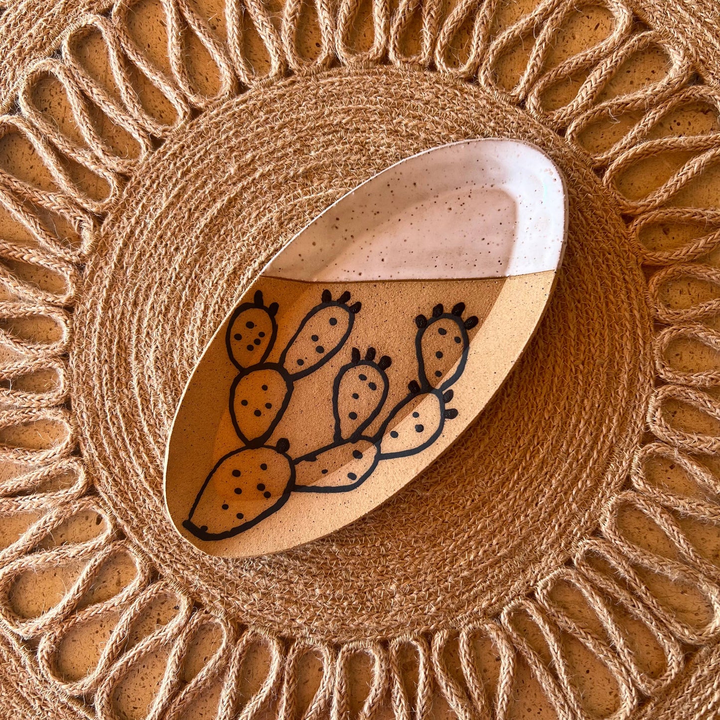 Cacti Oval Trinket Dishes: Prickly Pear/White