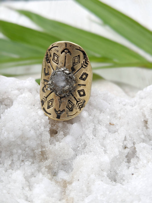 Sweet Magnolias' Boho Adjustable Moonstone Ring | Raw Stone