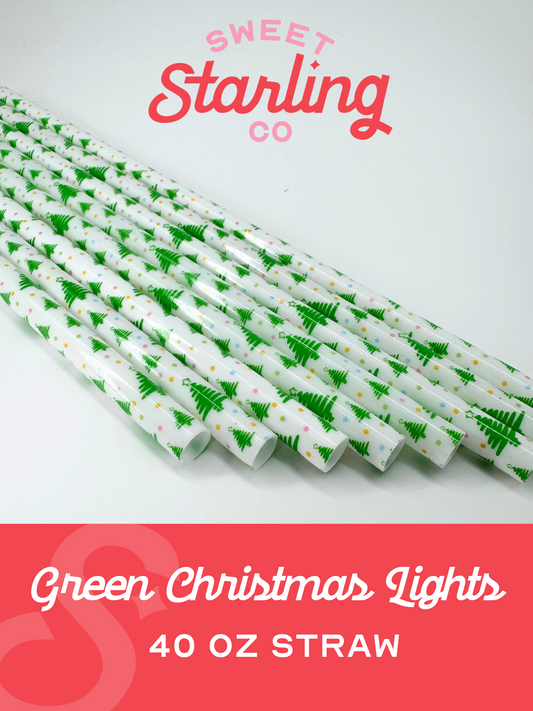 Green Christmas Trees 40 oz Reusable Straws- Wide Fit