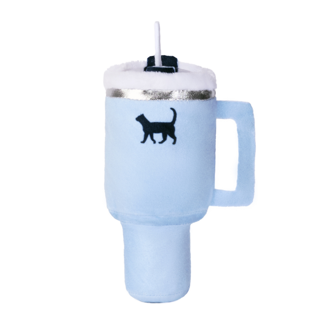 Kitty Cup Cat Tumbler Toy with Catnip & Crinkle Paper: Chambray Blue