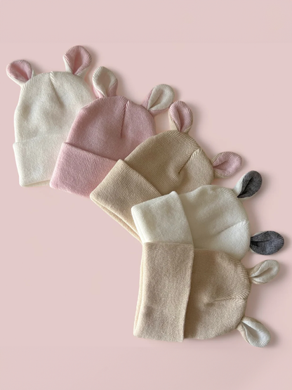 Baby's First Hat, Sand/Petal Pink Bunny