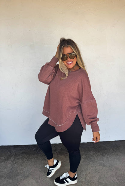 JOSS WASHED SWEATSHIRT: MOCHA