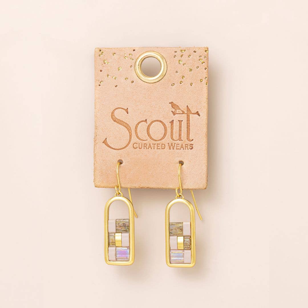 Good Karma Miyuki Frame Earring - Blush/Topaz/Gold