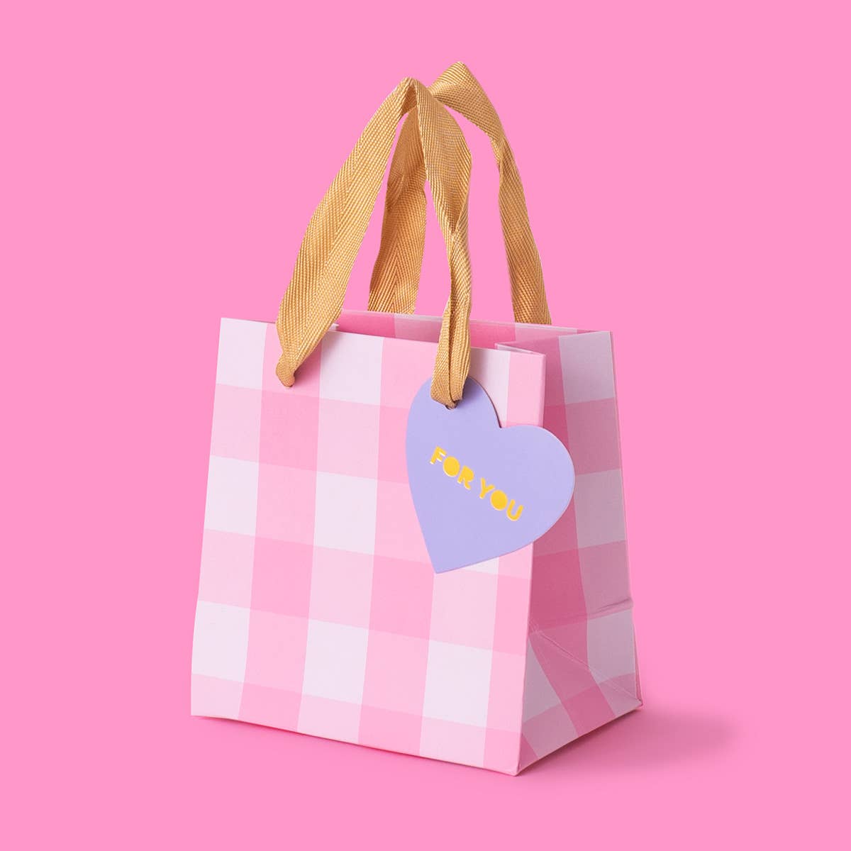 Gift Bags - Pink Gingham: Medium