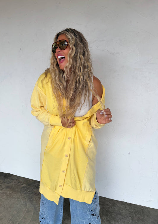 SPRING DESI SWEATSHIRT CARDIGAN: YELLOW