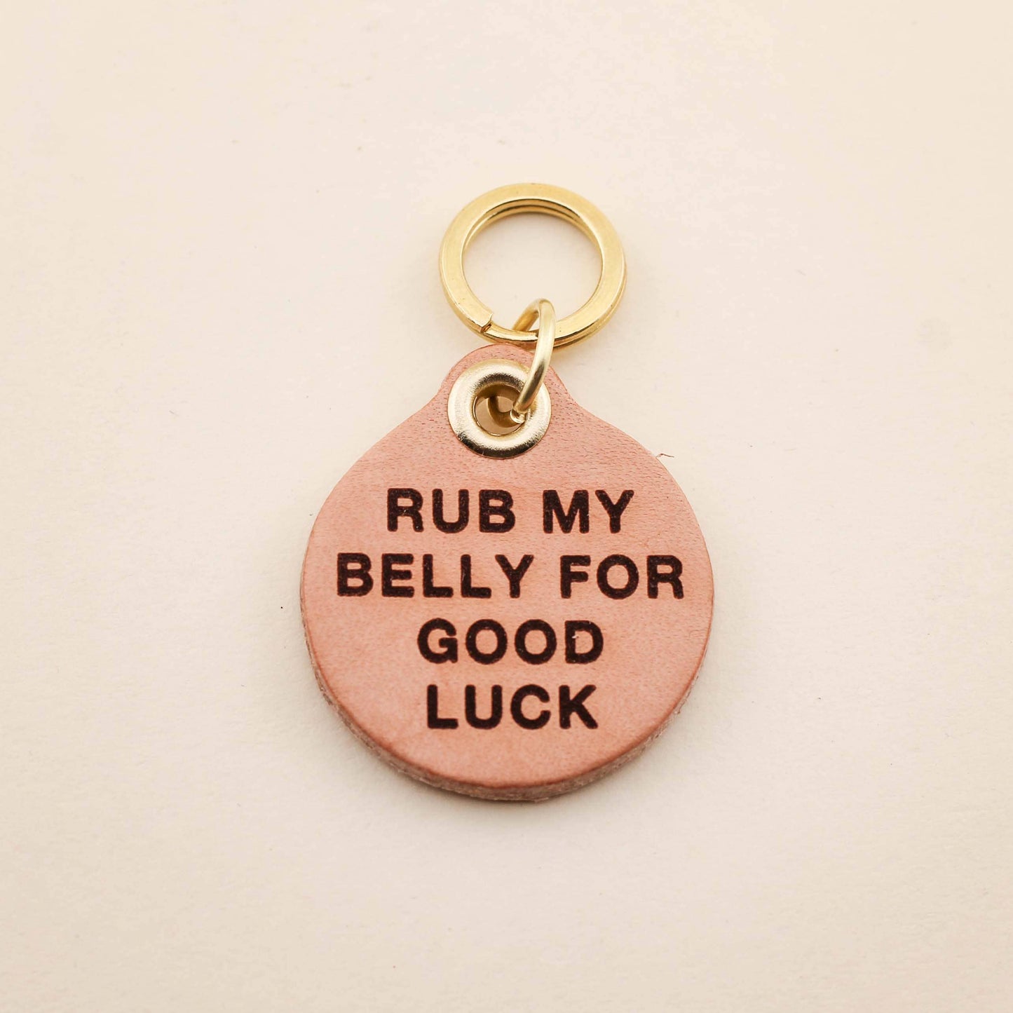 Rub My Belly Pet Tag: Kelly Green Acrylic