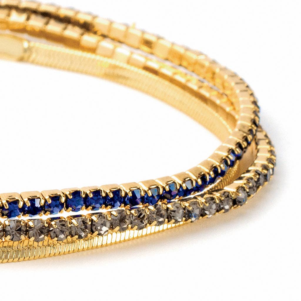 Sparkle & Shine Rhinestone Bracelet Trio - Montana Blue/Gold