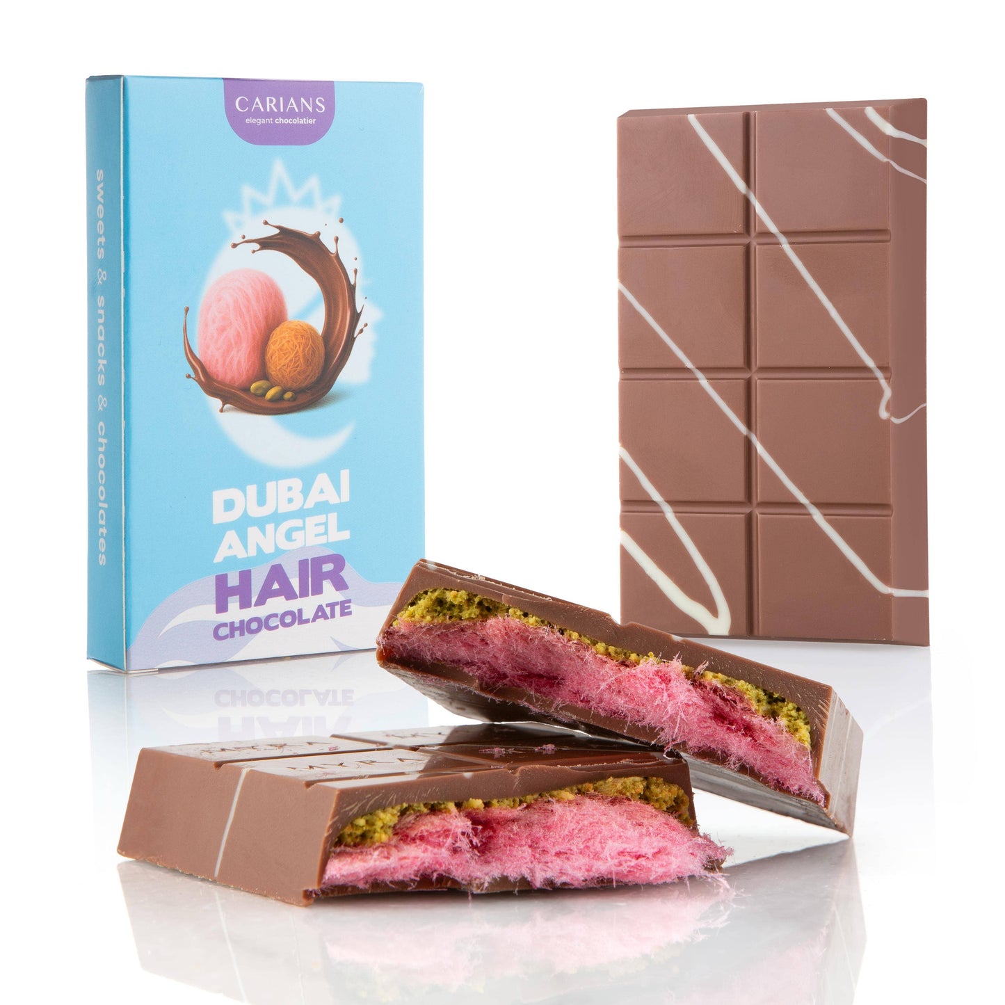 VIRAL DUBAI ANGEL HAIR CHOCOLATE BAR - PINK COTTON+PISTACHIO
