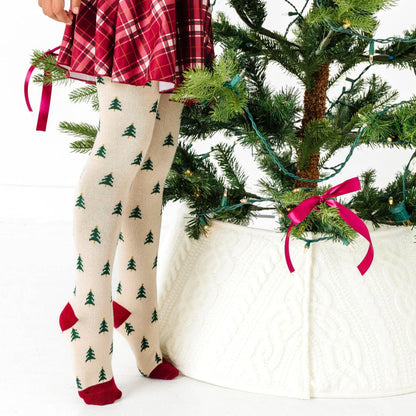 Tree Farm Knit Tights: 0-6 MONTHS