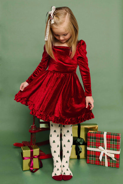 Tree Farm Knit Tights: 5-6 YEARS
