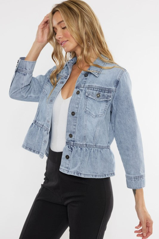 KanCan Peplum Denim Jacket
