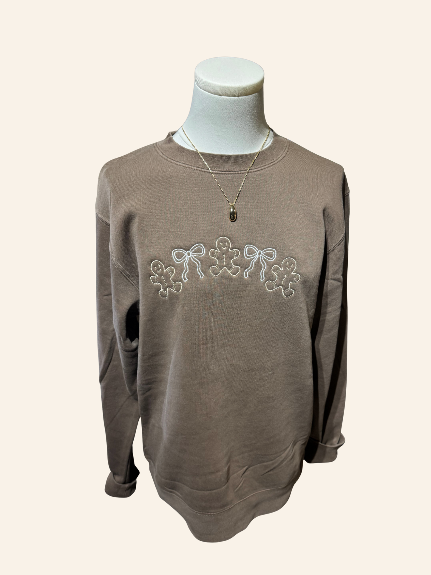 Gingerbread Embroidered Crew