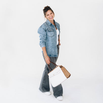 Blue Raw Hem Denim Jean Jacket- Adult